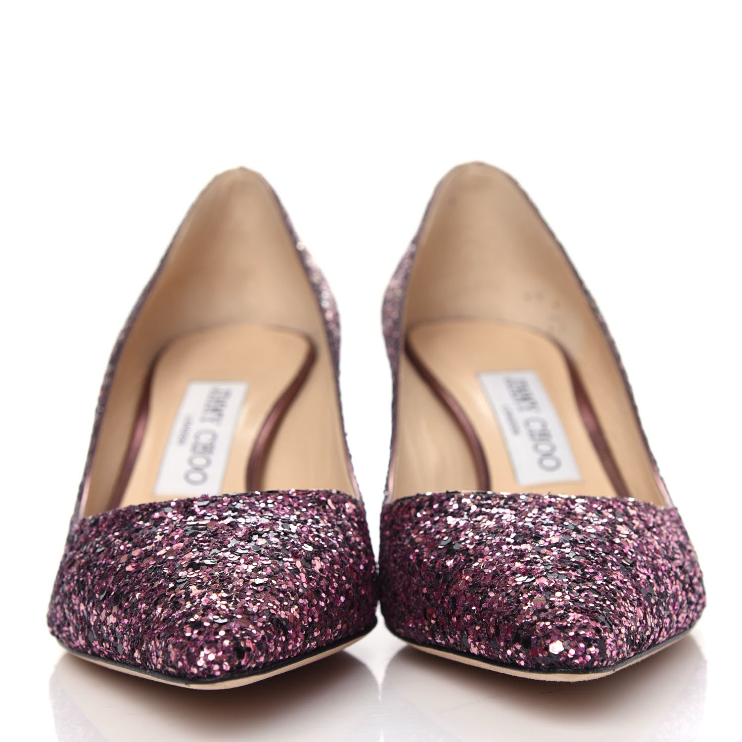 Jimmy Choo Glitter Degrade Pointy Toe Romy 60 Pumps 37 Pink Gold 2 of 9