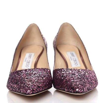 Jimmy Choo Glitter Degrade Pointy Toe Romy 60 Pumps 37 Pink Gold 2 of 9