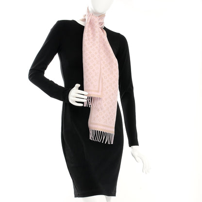 Louis Vuitton Wool Cashmere Lurex Monogram Scarf Pink 2 of 4
