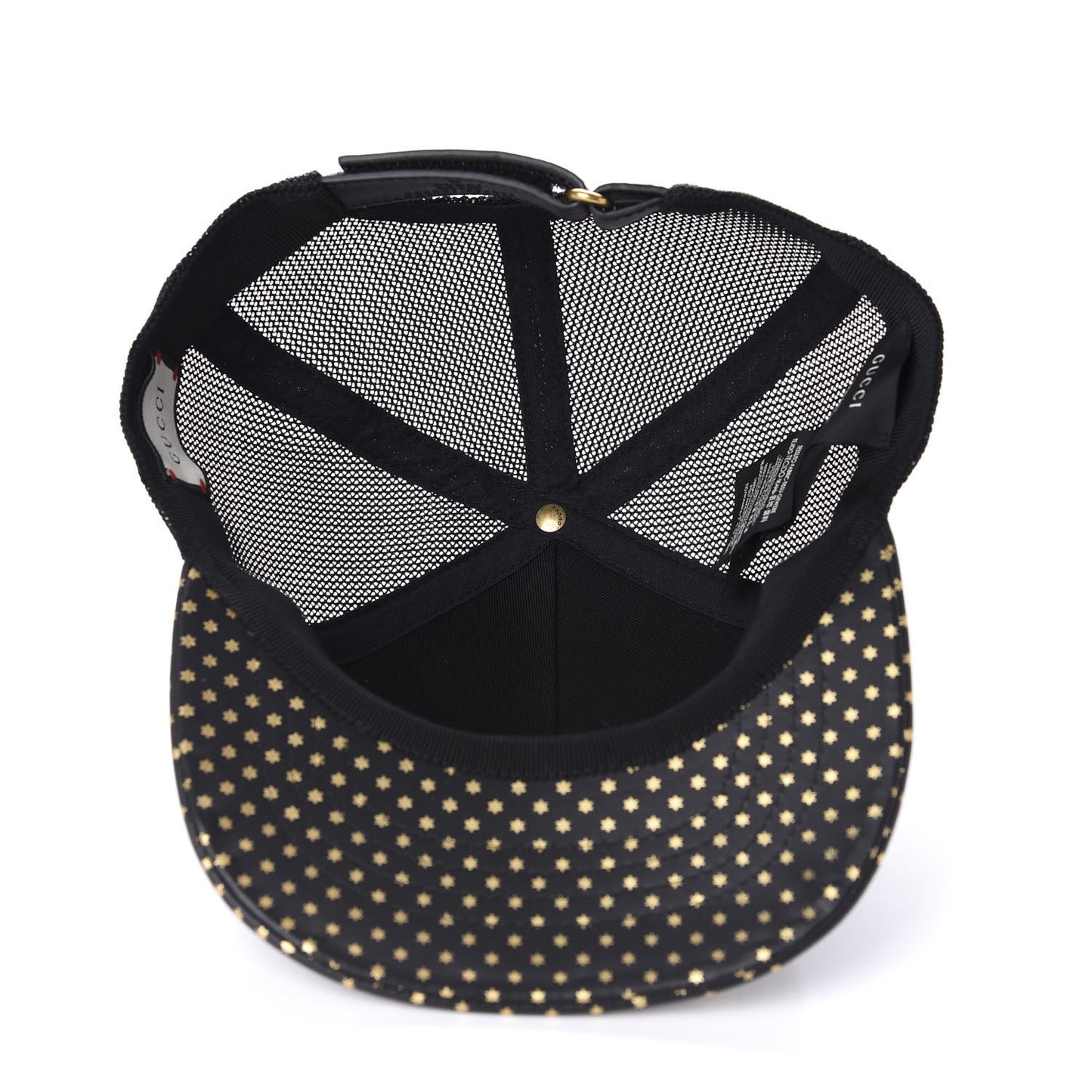 X SEGA Calfskin GUCCY Stars Baseball Hat S Black Gold