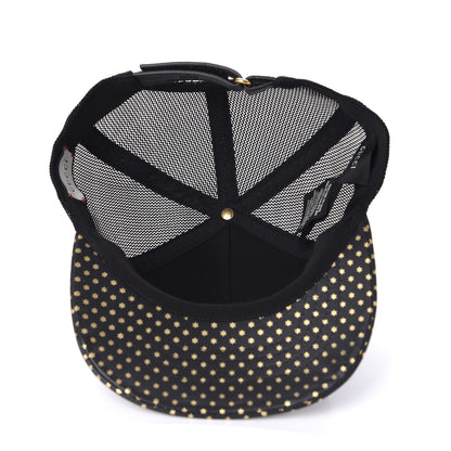Gucci X SEGA Calfskin GUCCY Stars Baseball Hat S Black Gold 6 of 9