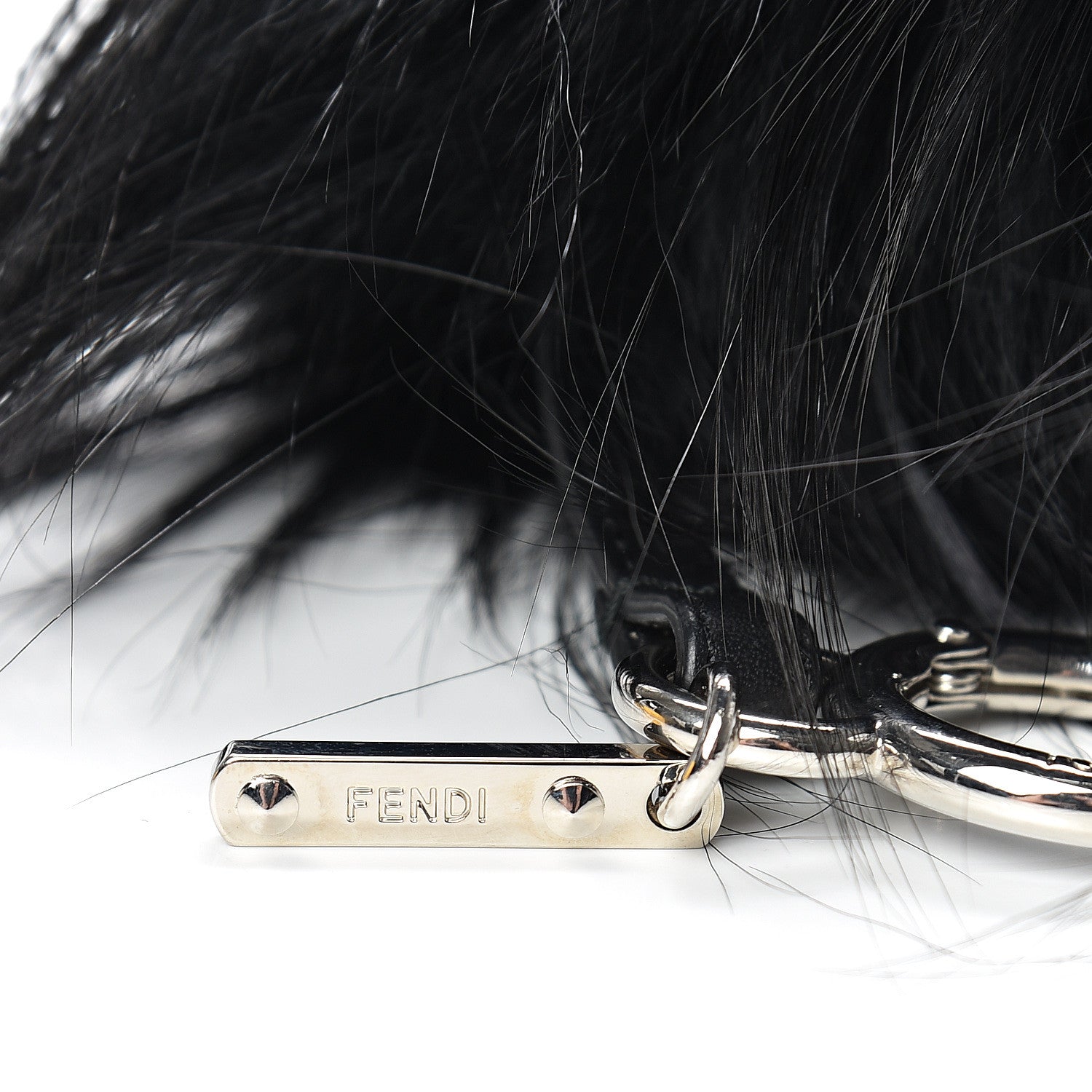 Fendi Fox Fur Shearling Crystal Pinky Punky Monster Bag Bug Charm Black Bubblegum 3 of 5