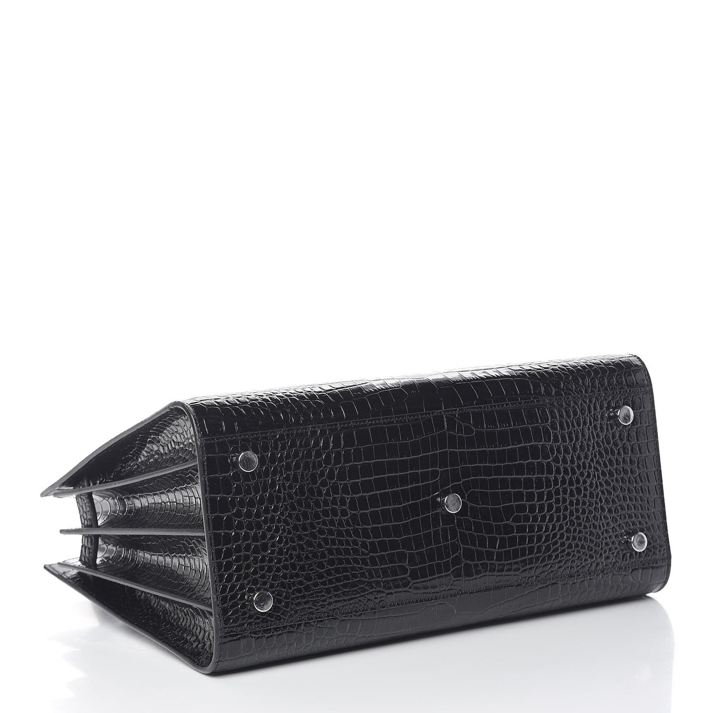 Calfskin Crocodile Embossed Small Sac de Jour Black