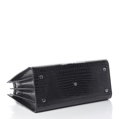 Saint Laurent Calfskin Crocodile Embossed Small Sac de Jour Black 4 of 9