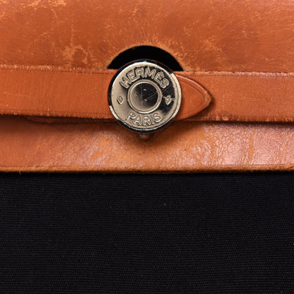 Hermes Toile Vache Calfskin Herbag 30 PM Black Natural 5 of 11