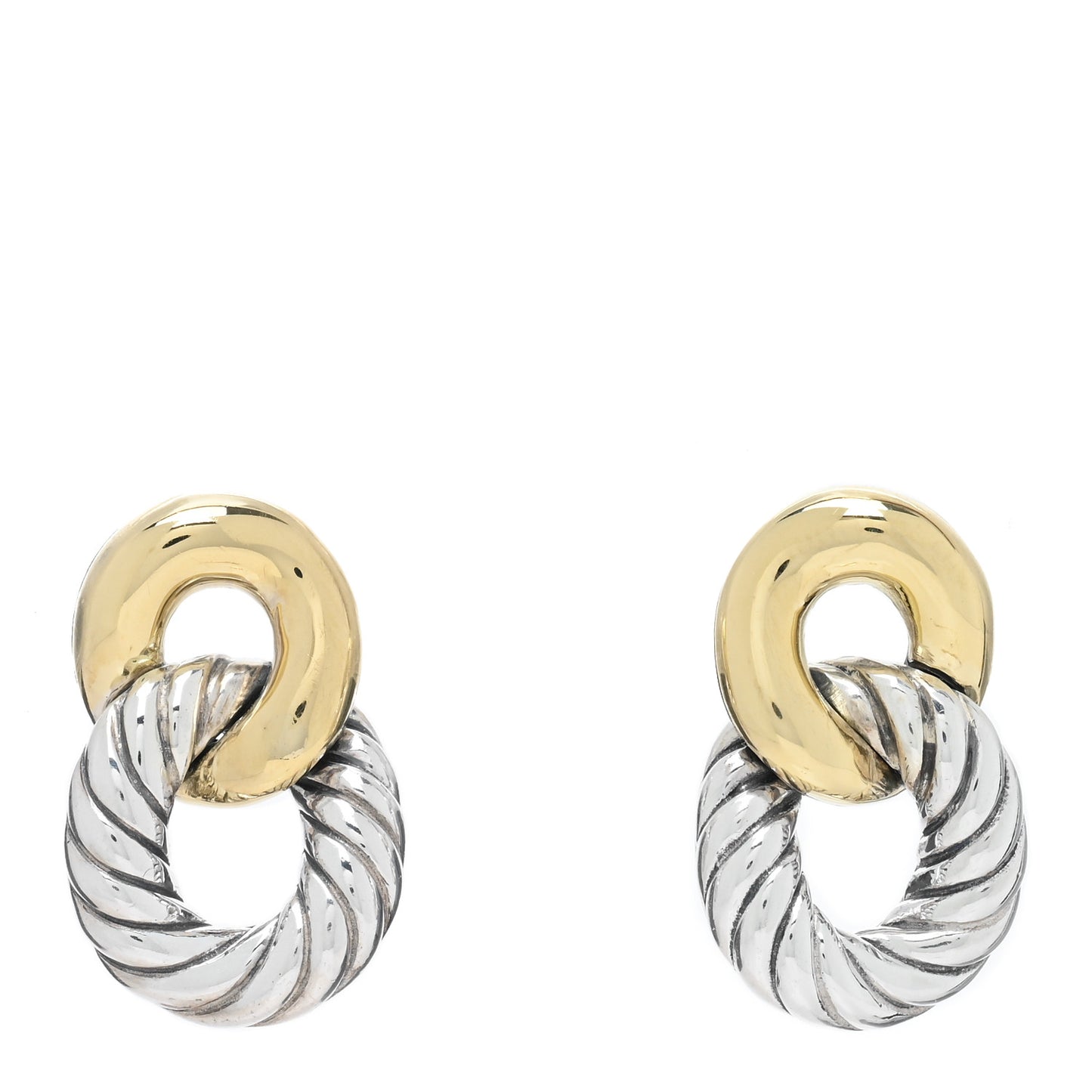 Sterling Silver 18K Yellow Gold Belmont Curb Link Drop Earrings