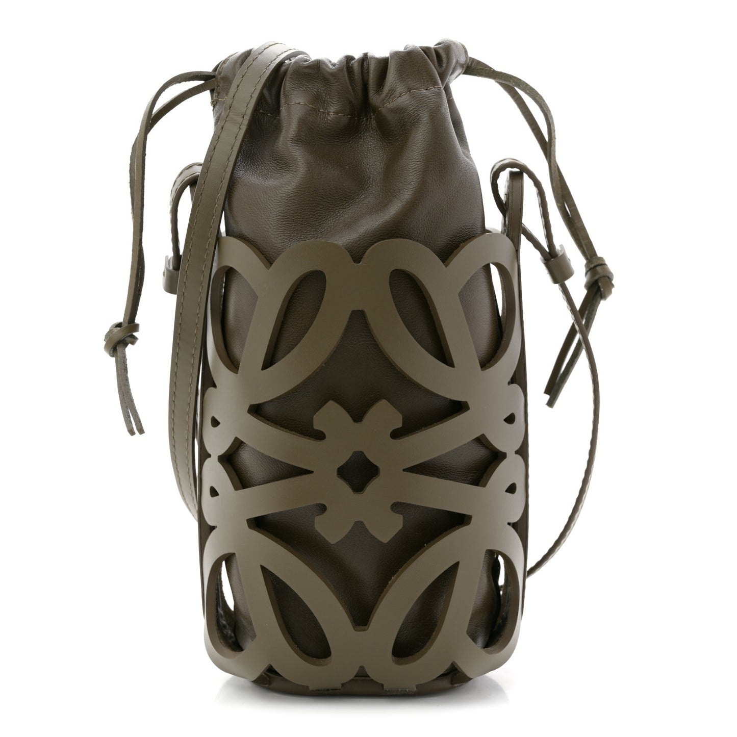 Nappa Calfskin Cutout Anagram Pocket Crossbody Bag Olive