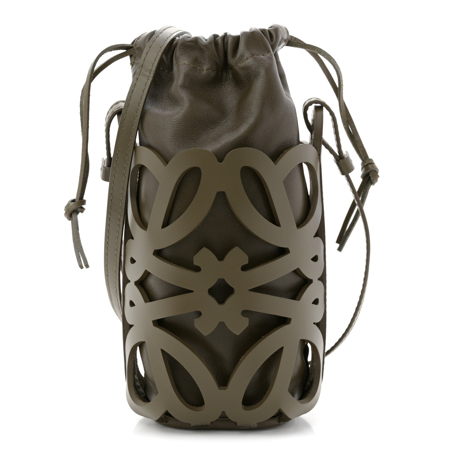 Loewe Nappa Calfskin Cutout Anagram Pocket Crossbody Bag Olive 1 of 10
