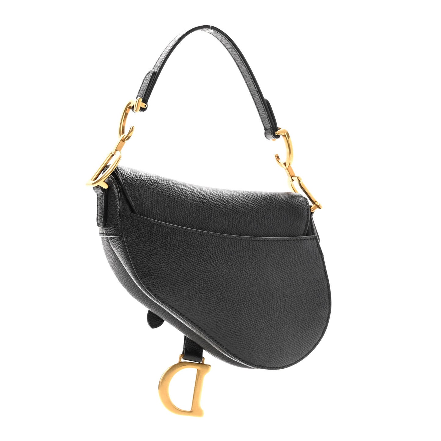 Grained Calfskin Mini Saddle Bag Black