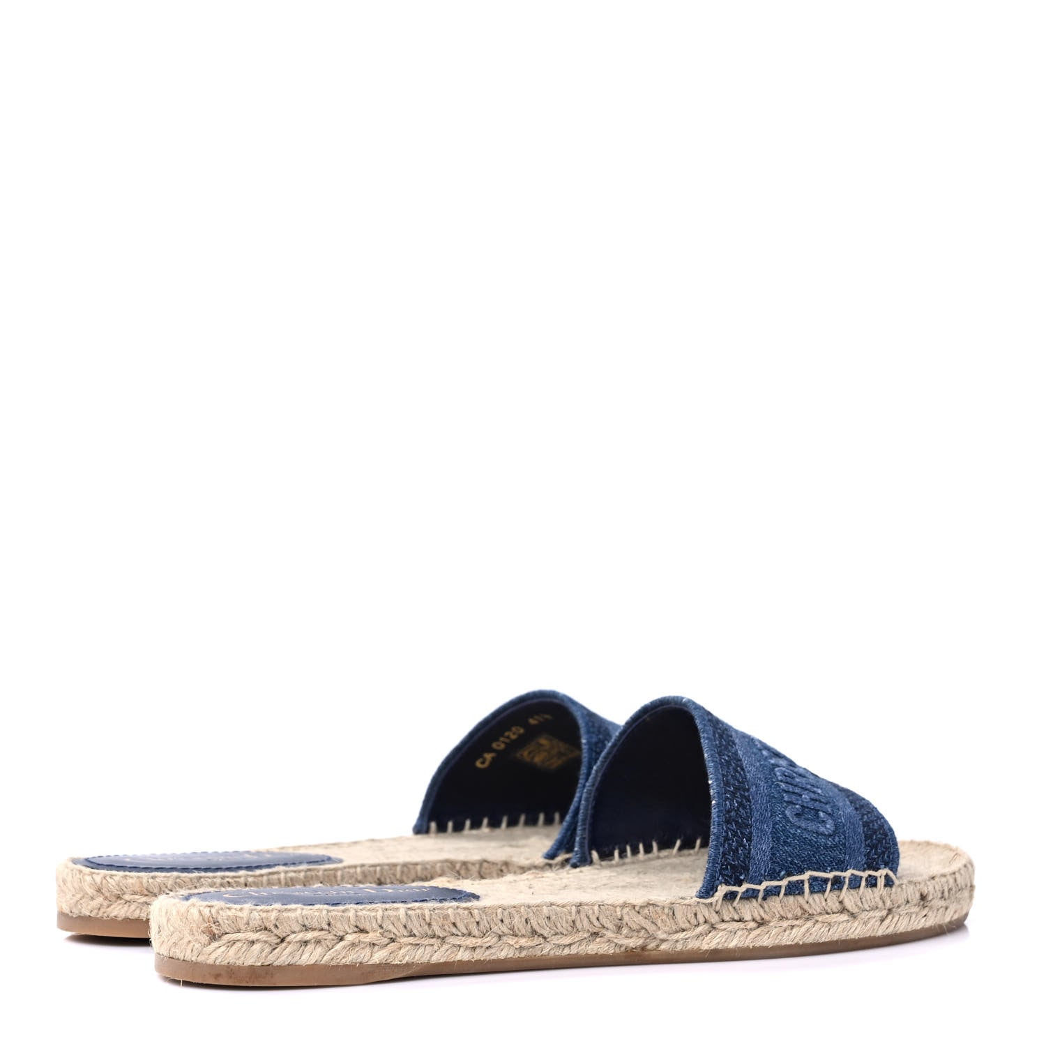 Christian Dior Denim Embroidered Granville Espadrille Flat Slide Sandals 41.5 Blue 4 of 8