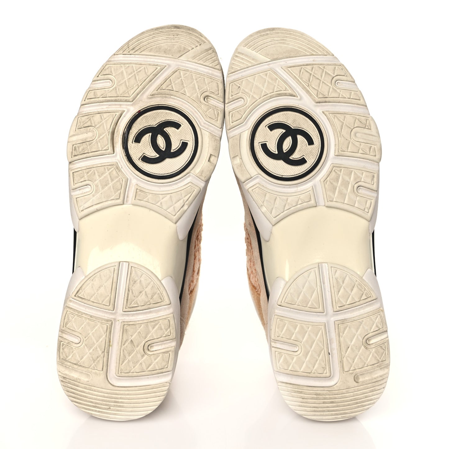 Suede Tweed Felt CC Sneakers 41 Beige