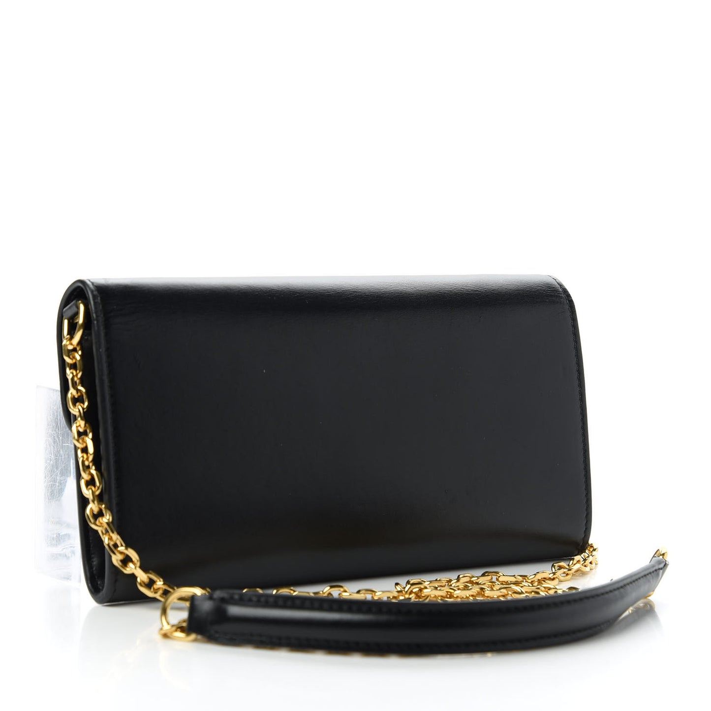 Shiny Smooth Calfskin C Wallet On Chain Bag Black