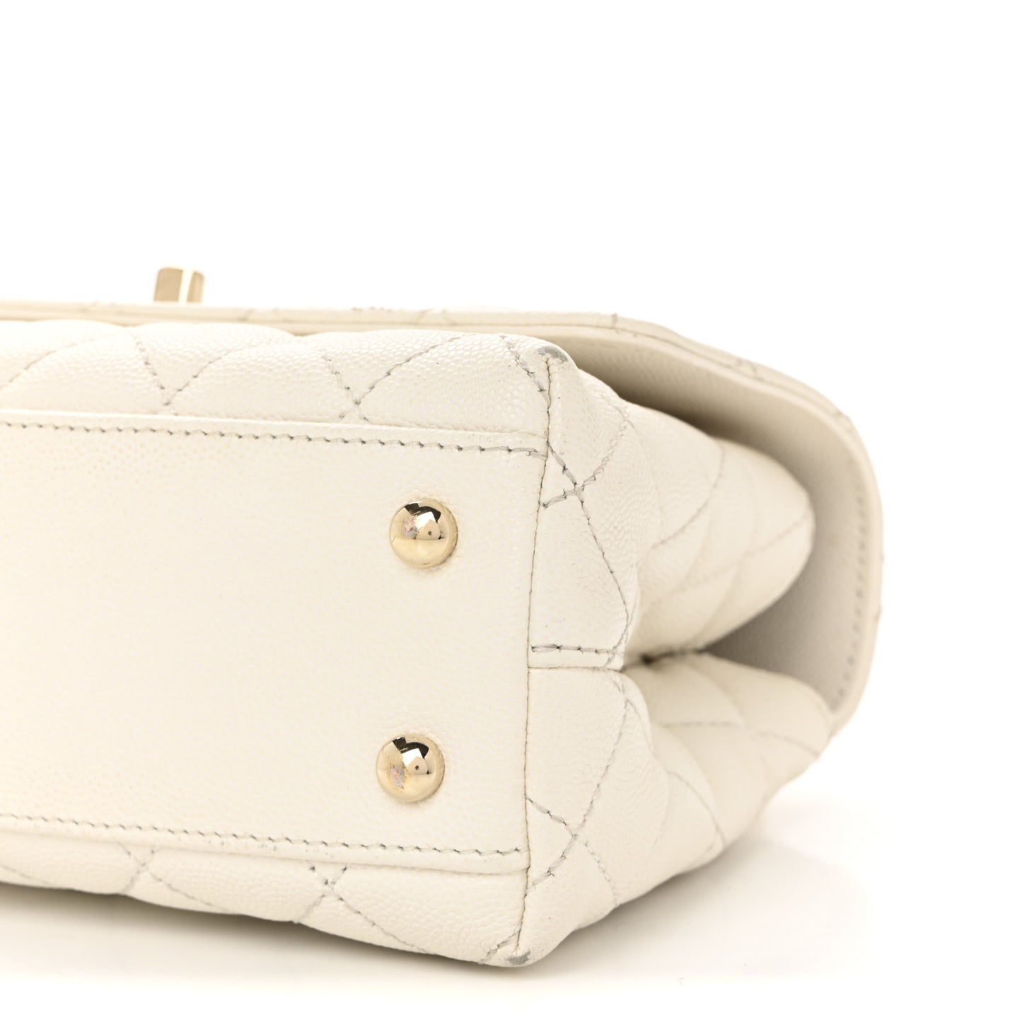 Caviar Quilted Mini Coco Handle Flap White