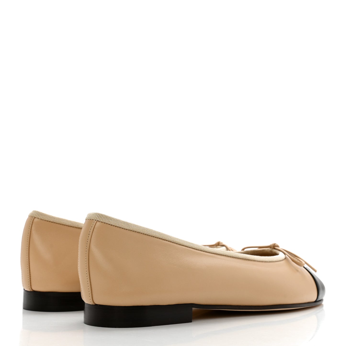 Lambskin Cap Toe CC Ballerina Flats 38.5 Beige Black