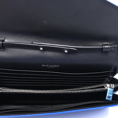 Saint Laurent Patent Grain De Poudre Matelasse Chevron Monogram Chain Wallet Blue Majorelle 4 of 4