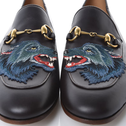 Gucci Lambskin Wolf Embroidered Mens Brixton Horsebit Loafers 9 Brown 9 of 11