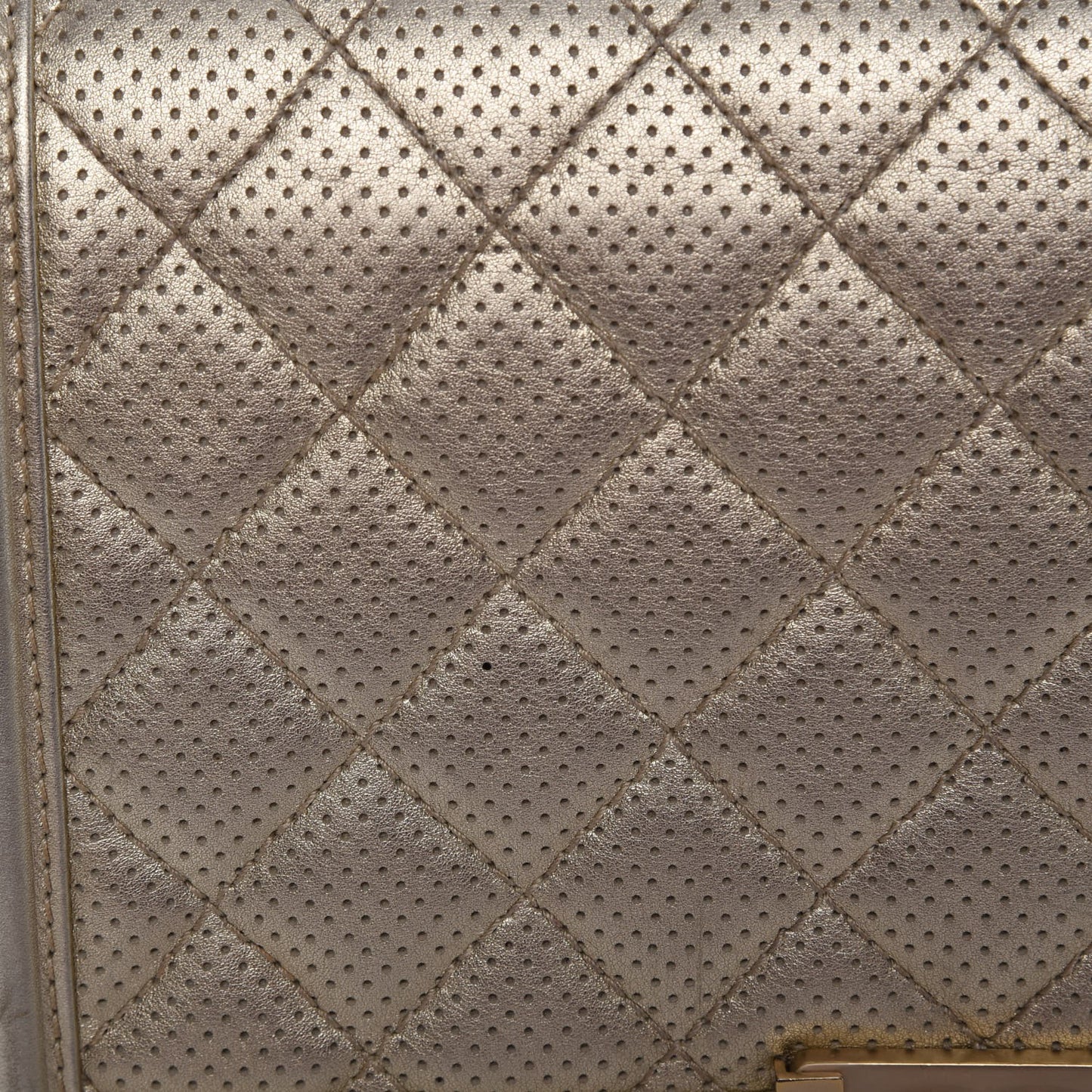 Lambskin Perforated Quilted New Medium Boy Flap Gold
