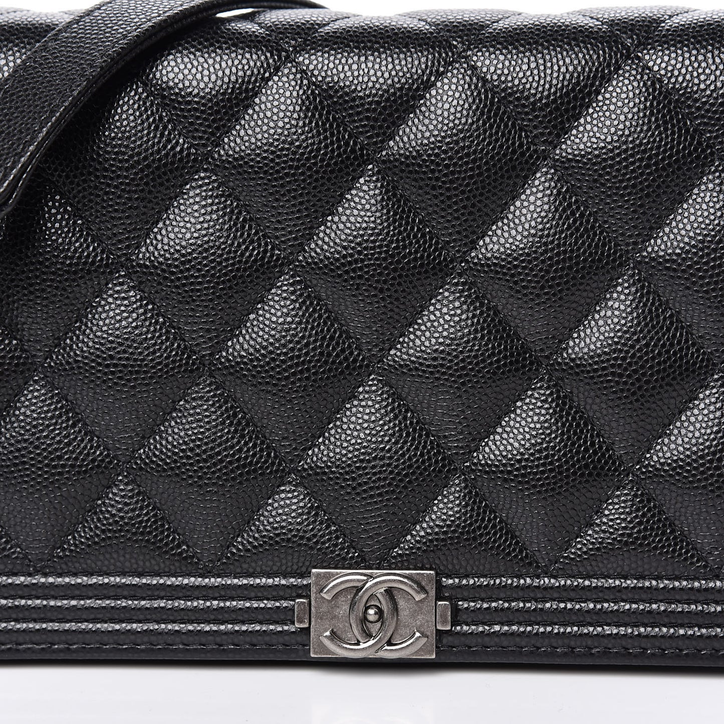 Caviar Quilted Boy Wallet On Chain WOC Black