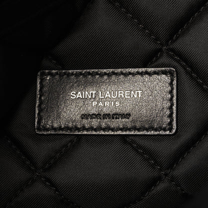 Saint Laurent Calfskin Quilted Embroidered Cassandre Large Cosmetic Pouch Black 6 of 7