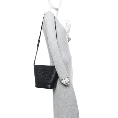 Celine Smooth Calfskin Small Cuir Triomphe Bucket Bag Black 2 of 12