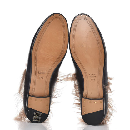 Gucci Malaga Kid Fur Womens Jordaan Loafers 39.5 Black Natural 5 of 7
