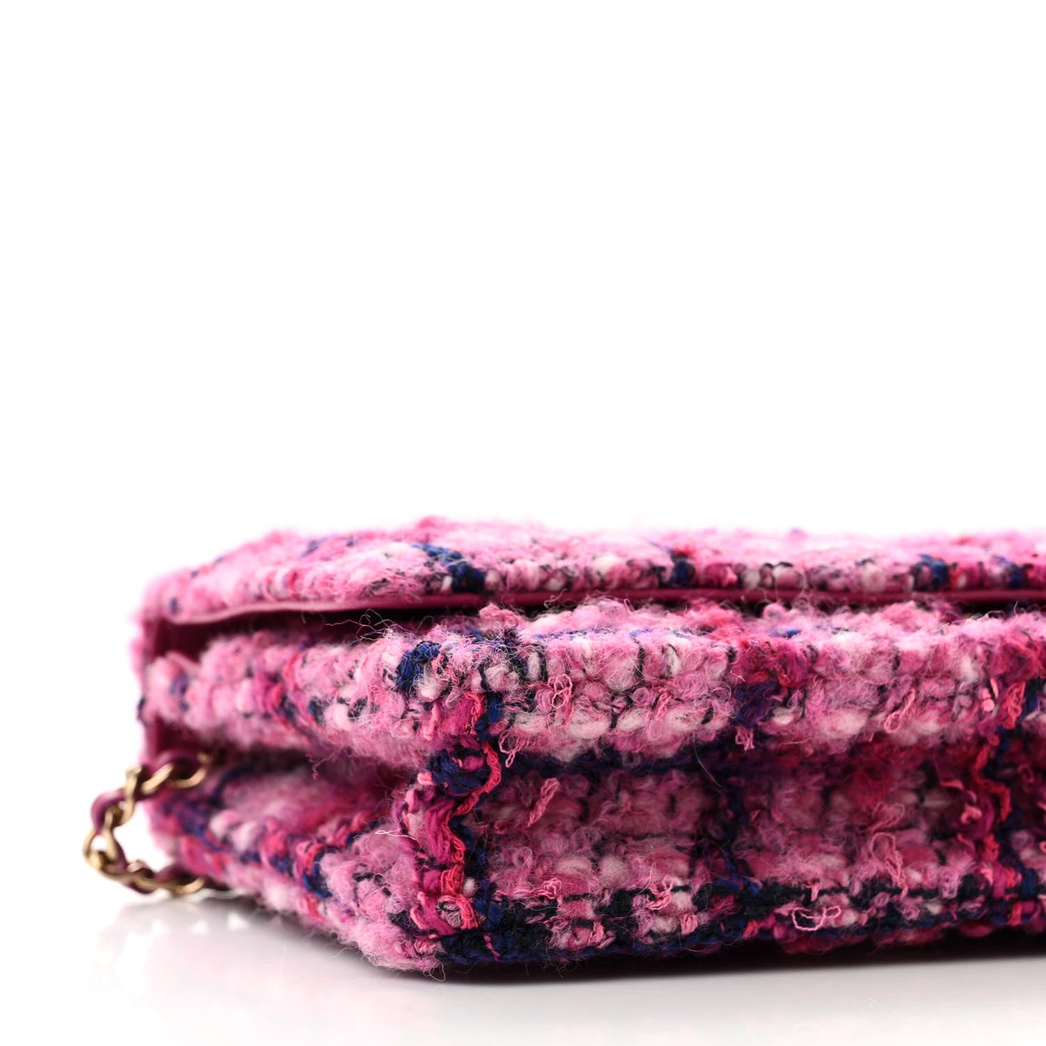 Chanel Tweed Quilted Wallet On Chain WOC Fuchsia Purple 10 of 12
