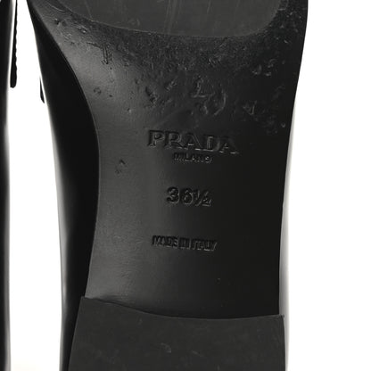 Prada Brushed Calfskin Metal Triangle Logo 20mm Loafers 36.5 Black 7 of 9