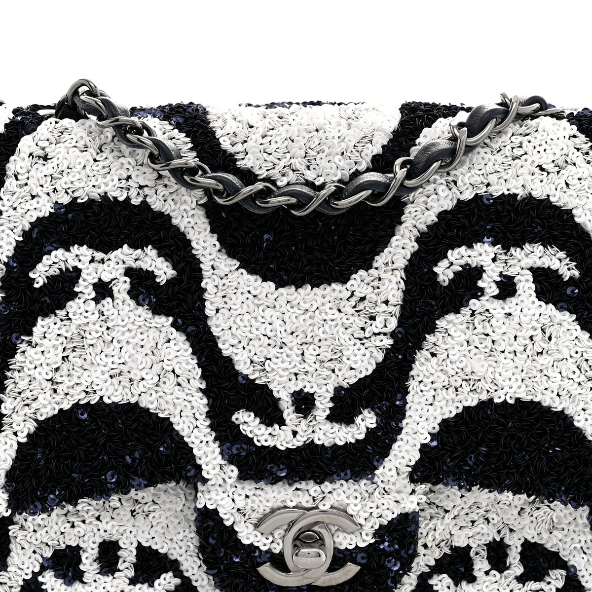 Chanel Sequin Medium Flap Blue White 8 of 12