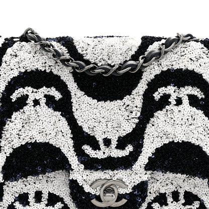 Chanel Sequin Medium Flap Blue White 8 of 12