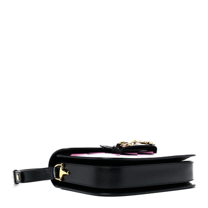 Gucci Textured Calfskin Geometric Print Horsebit 1955 Shoulder Bag Black Multicolor 4 of 11