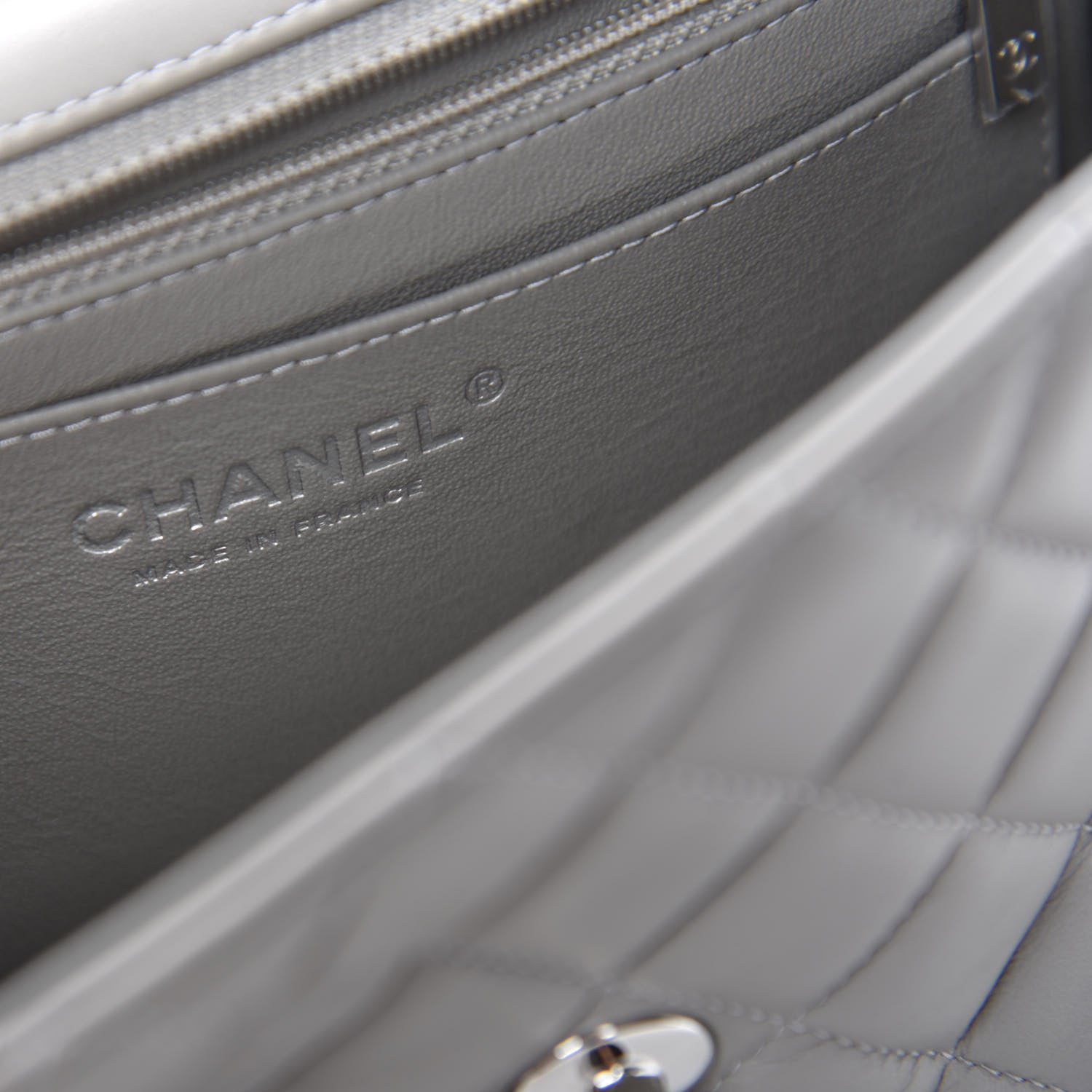 Chanel Lambskin Quilted Mini Rectangular Flap Grey 8 of 10