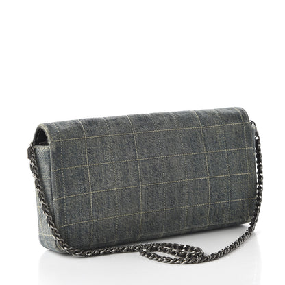 Chanel Denim Chocolate Bar Quilted East West Flap 3 of 10