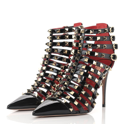 Valentino Garavani Patent Rockstud Alcove Cage 100mm Booties 37.5 Black 3 of 8