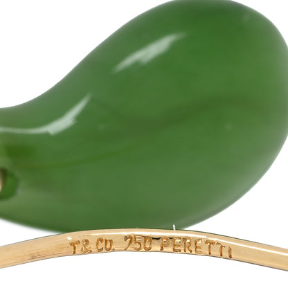 Tiffany 18K Yellow Gold Green Jade Elsa Peretti Teardrop Earrings 4 of 4