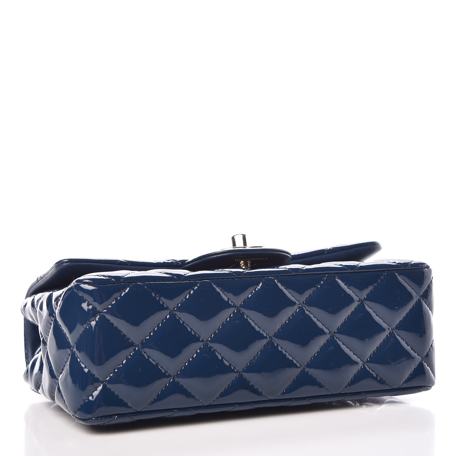 Chanel Patent Calfskin Quilted Mini Rectangular Flap Navy Blue 4 of 9