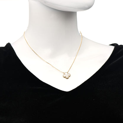 Van Cleef & Arpels 18K Yellow Gold Mother of Pearl Vintage Alhambra Pendant Necklace 2 of 6
