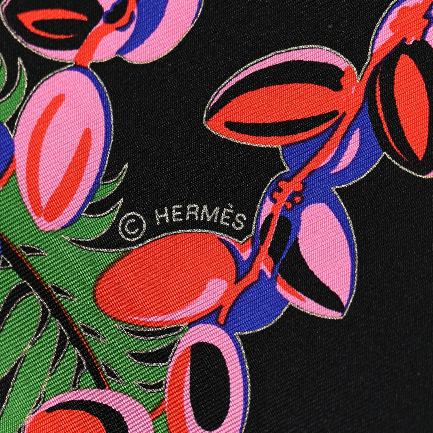 Hermes Silk Mythiques Phoenix Coloriage Scarf 90 Black Vert Rouge 5 of 5