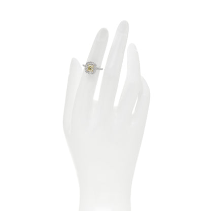 Tiffany Platinum 18K Yellow Gold Yellow Diamond 1.10ct Soleste Cushion Cut Engagement Ring 47 4 2 of 5
