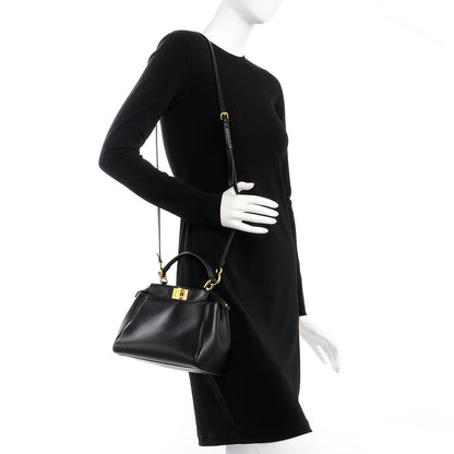 Fendi Nappa Mini Peekaboo Iconic Satchel Black 2 of 8