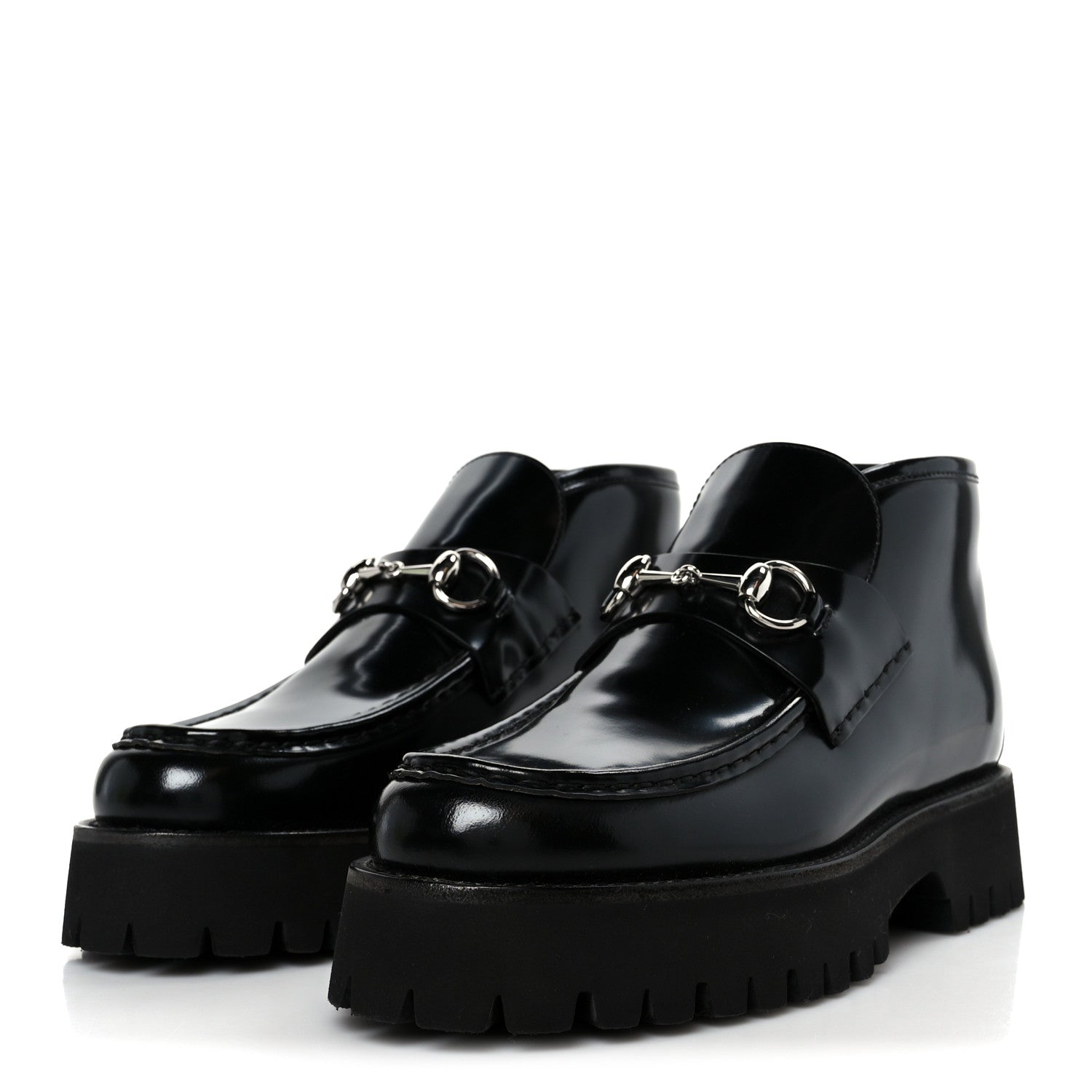 Gucci Cordovan Lux Womens Horsebit Platform Ankle Boots 39 Black 4 of 10