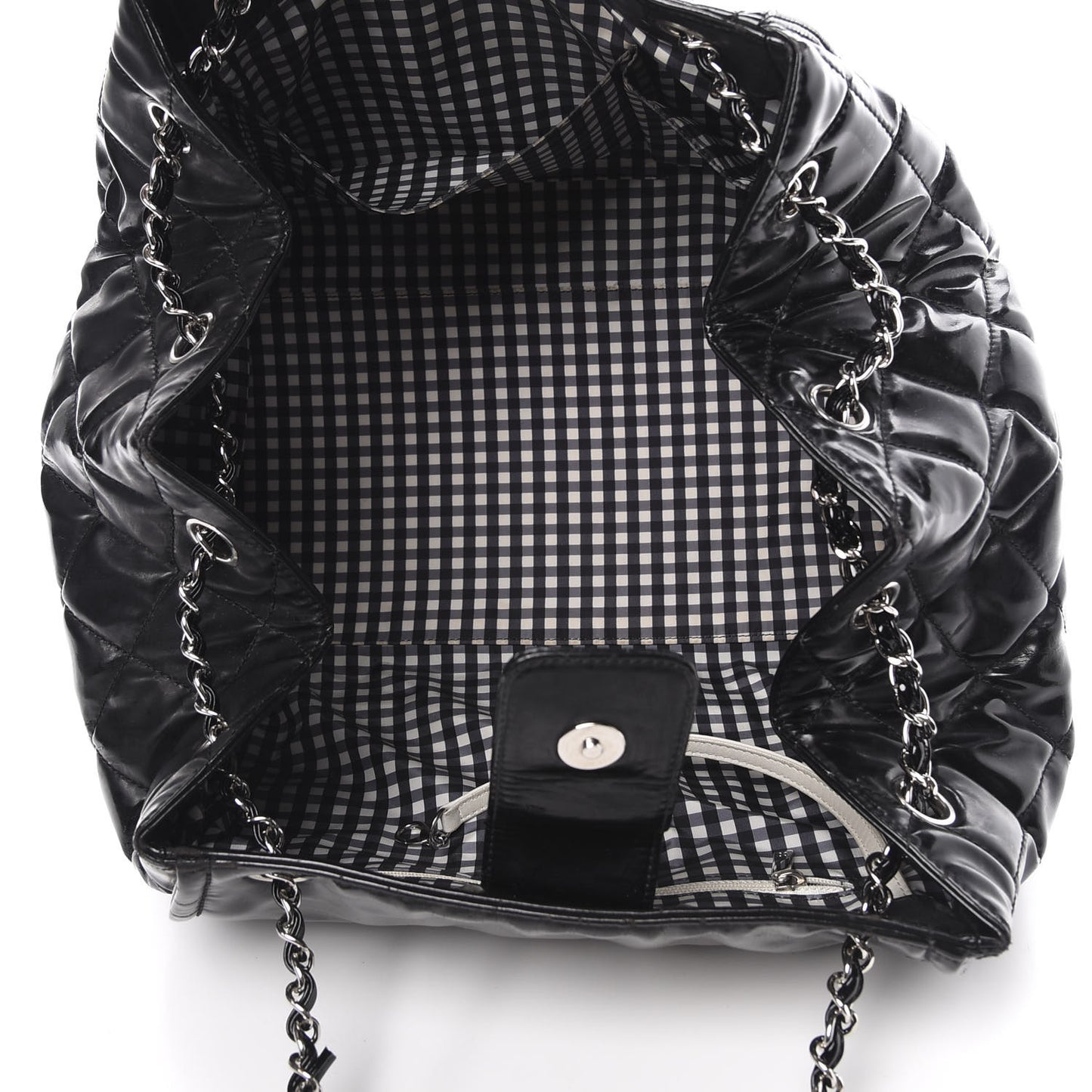 Vinyl Lipstick Ligne Accordion Tote Black