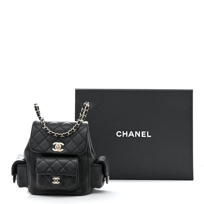 Chanel Shiny Caviar Quilted Small Pockets Drawstring Backpack Black 11 of 11