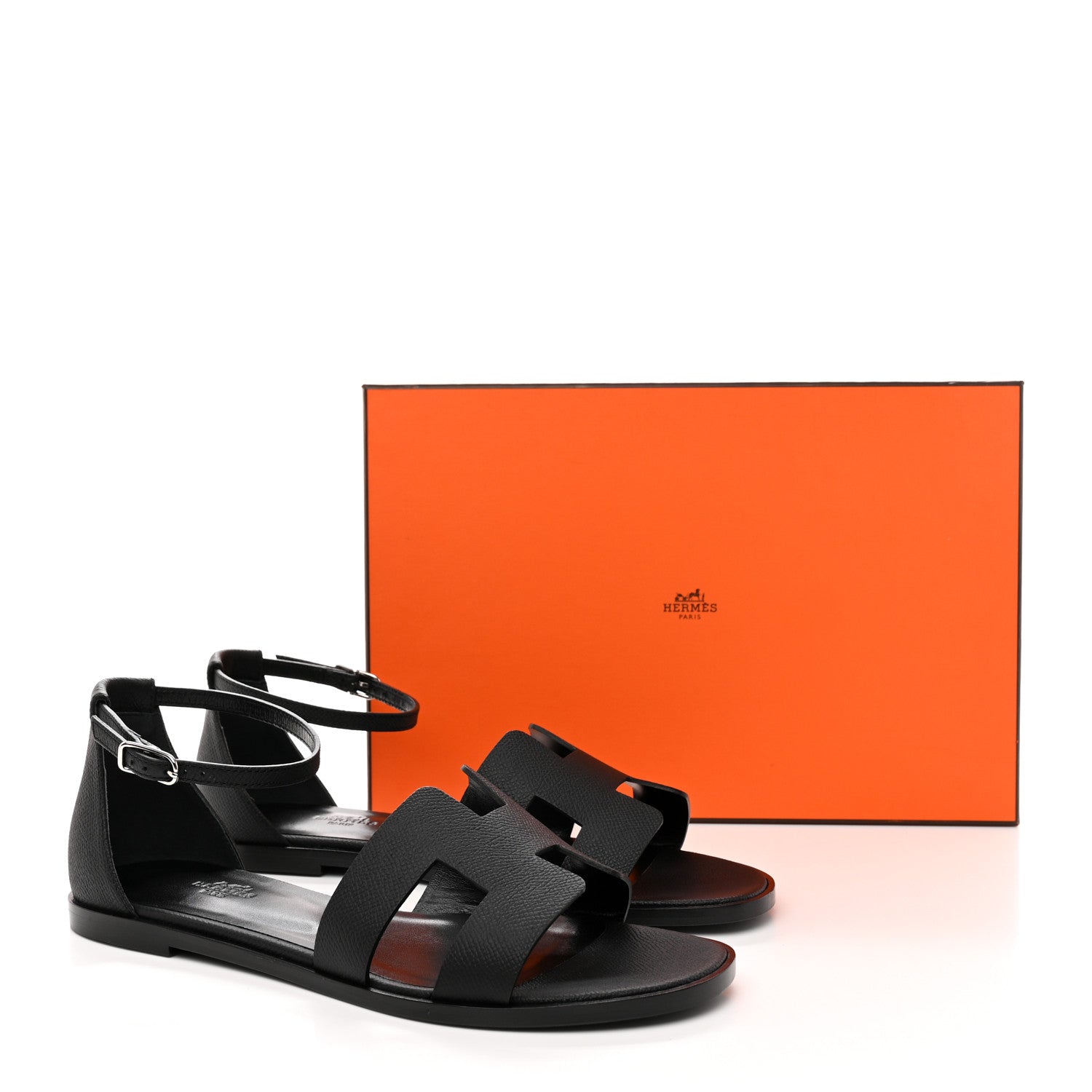 Hermes Epsom Santorini Sandals 39 Black 12 of 12