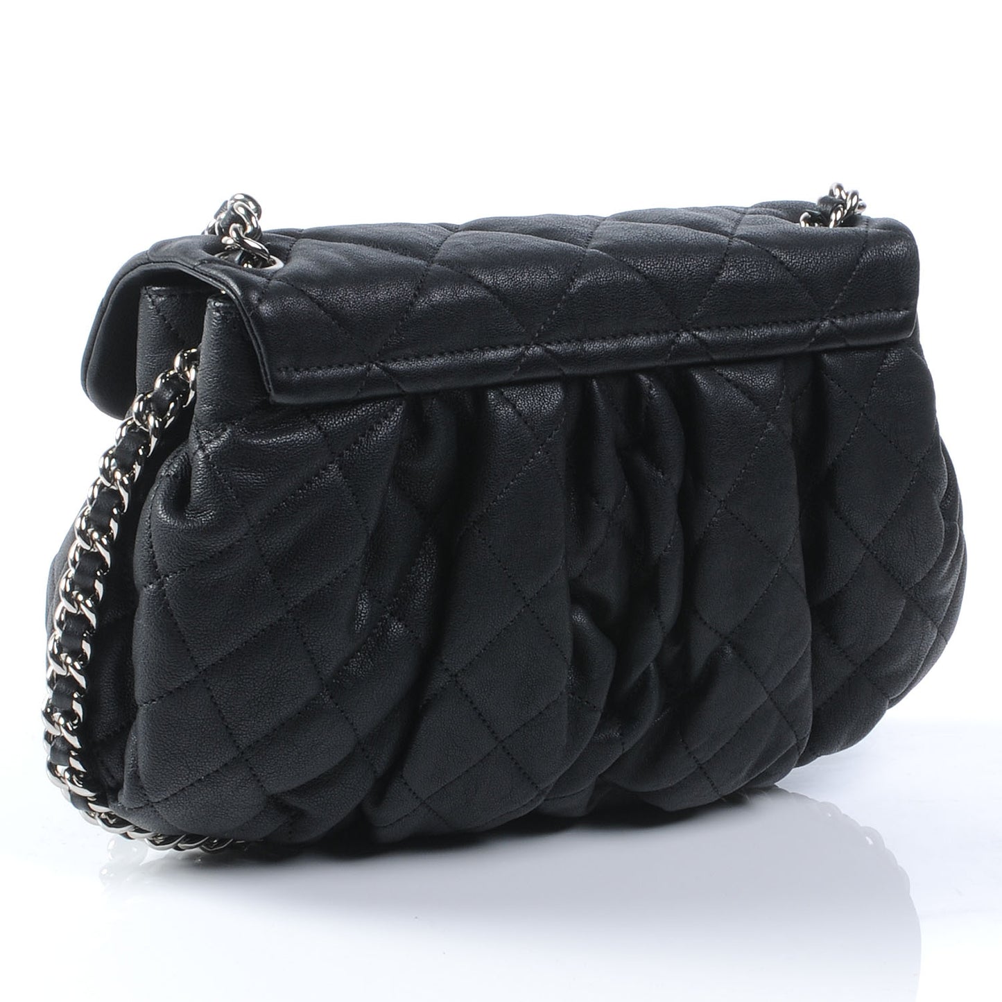 Washed Lambskin Chain Around Medium Messenger Bag Black