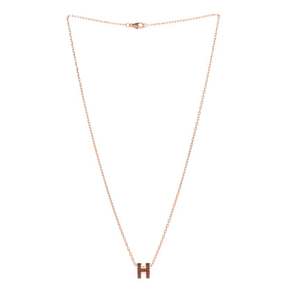 Hermes Lacquered Rose Gold Mini Pop H Pendant Necklace New Gold 3 of 8