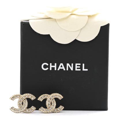 Chanel Crystal Timeless CC Earrings Light Gold 5 of 5