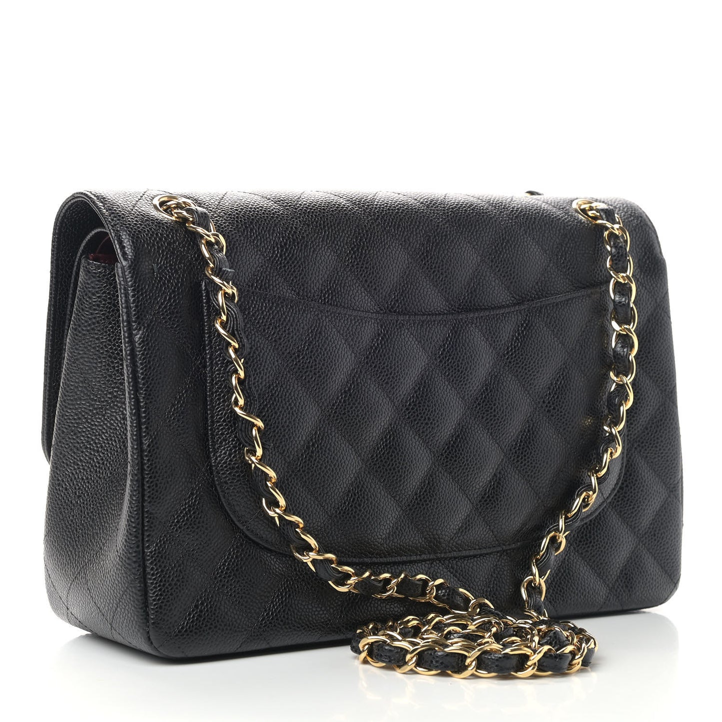 Caviar Quilted Jumbo Double Flap Black