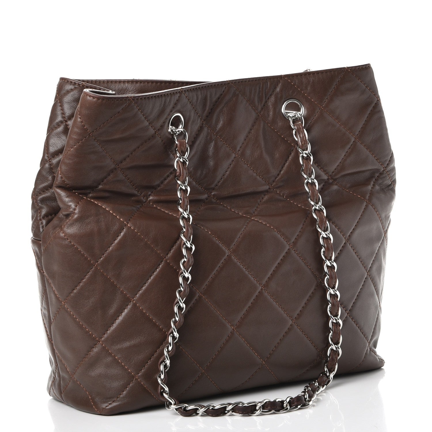 Chanel Calfskin Quilted In the Business North South Tote Brown 3 of 9