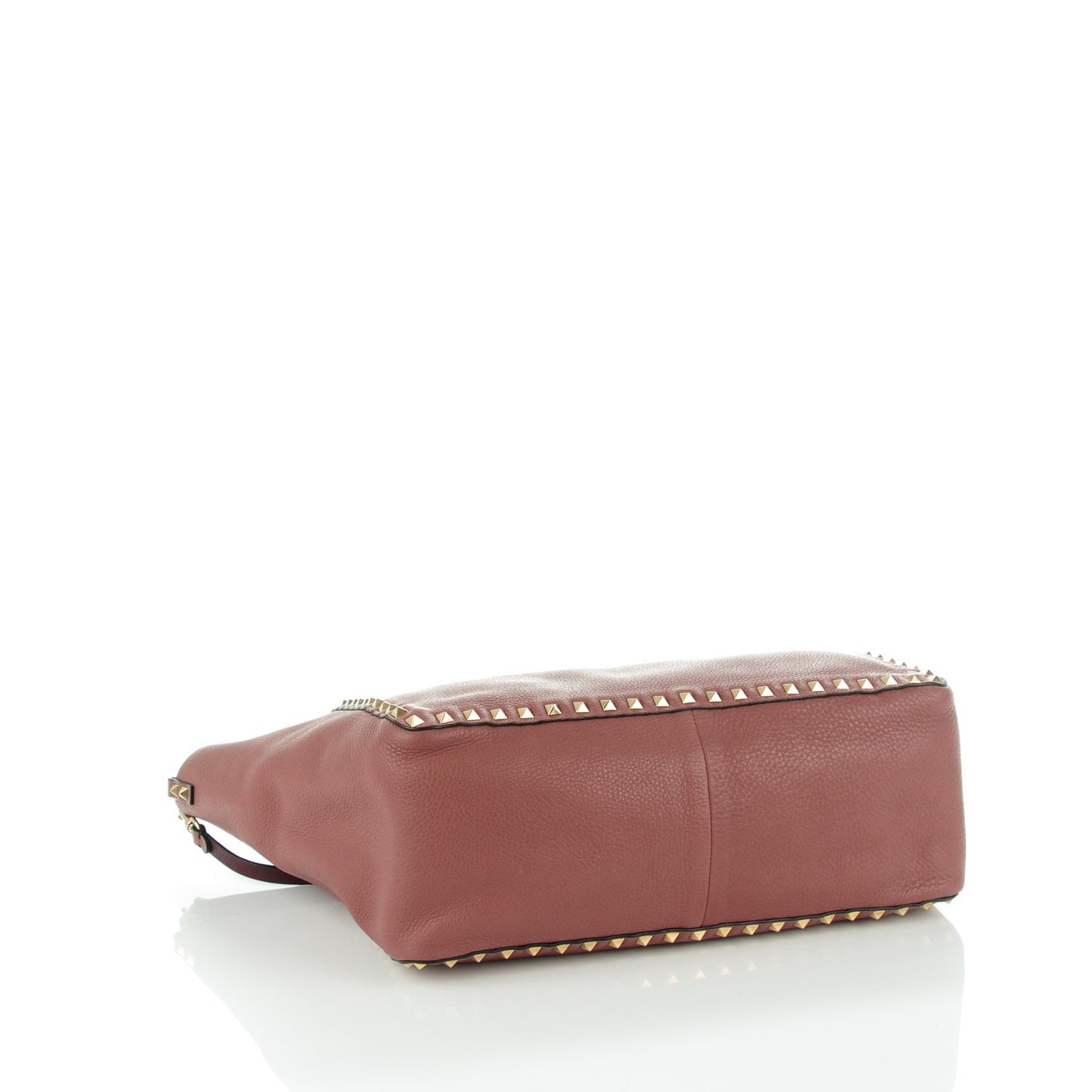 Pebbled Calfskin Medium Rockstud Reversible Tote Rubin Blush