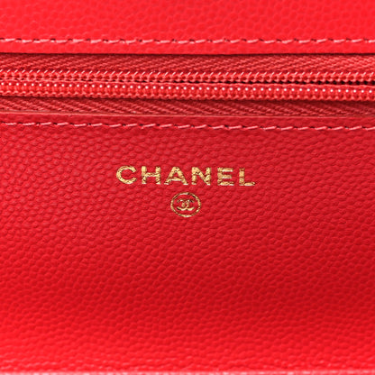 Chanel Caviar Quilted Wallet On Chain WOC Red 7 of 10